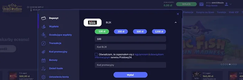 Rejestracja w kasynie online — krok 2